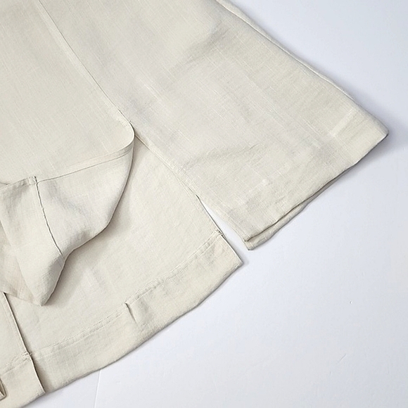 Melanie Lyne Cream Midi A-Line Slit Flowy Lined Cotton Blend Skirt Size 12 - Picture 6 of 15